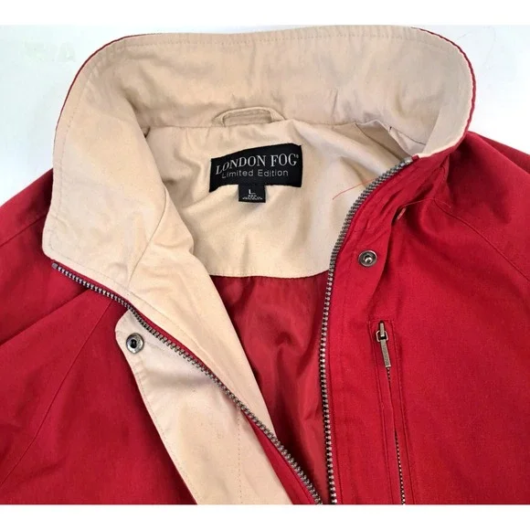 London Fog Lined Jacket Coat Women's L Red‎ Pockets NO HOOD - Picture 2 of 9